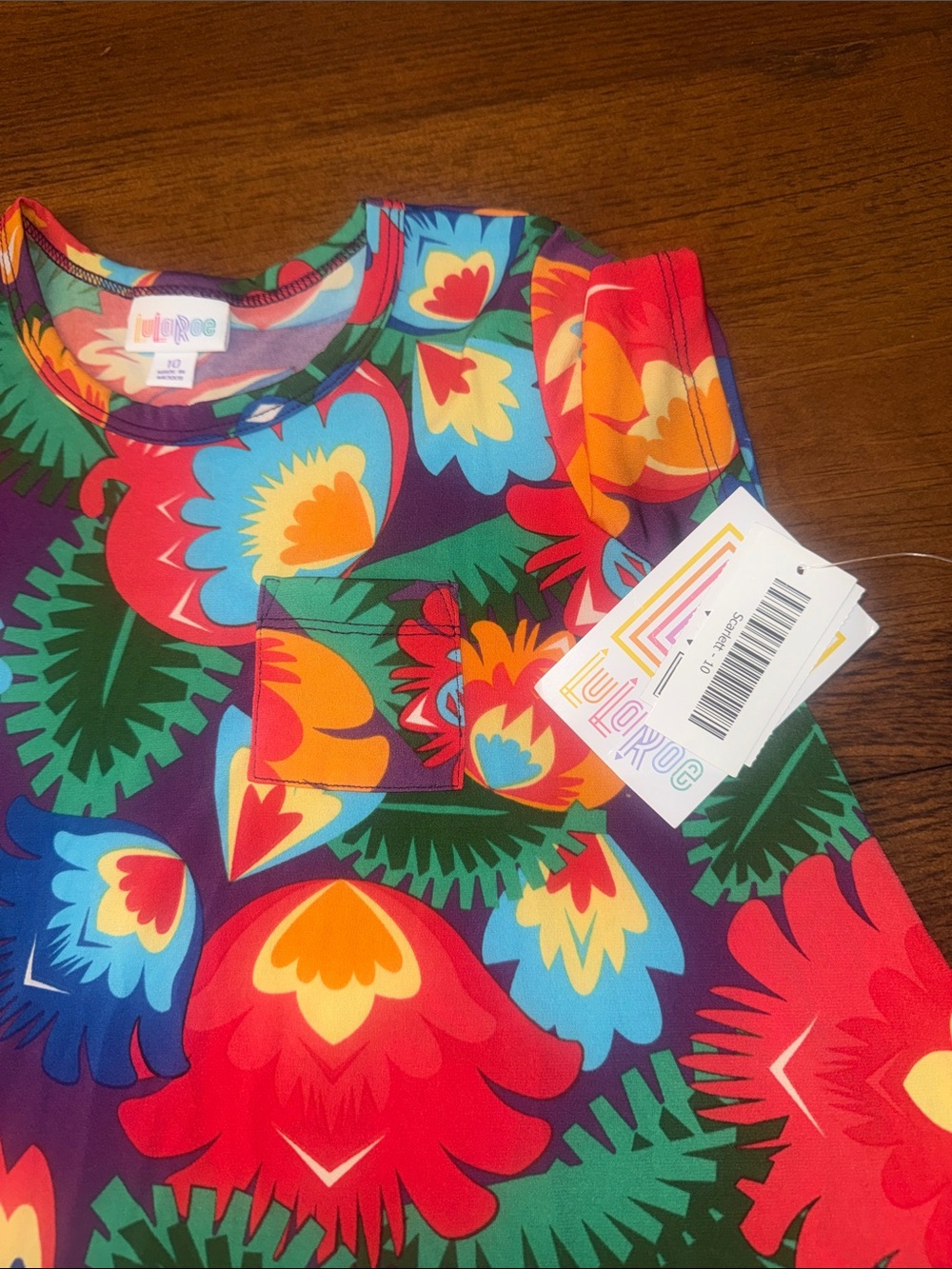 LuLaRoe Bright Multi Floral Scoop Neck Top - Picture 3 of 8
